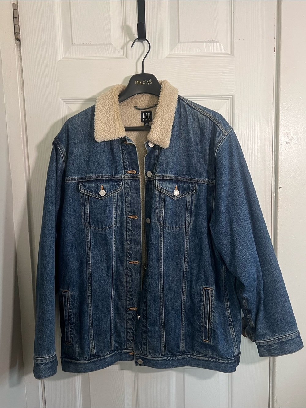 GAP Men's Blue Denim Sherpa-Lined Jacket | Medium Tall |